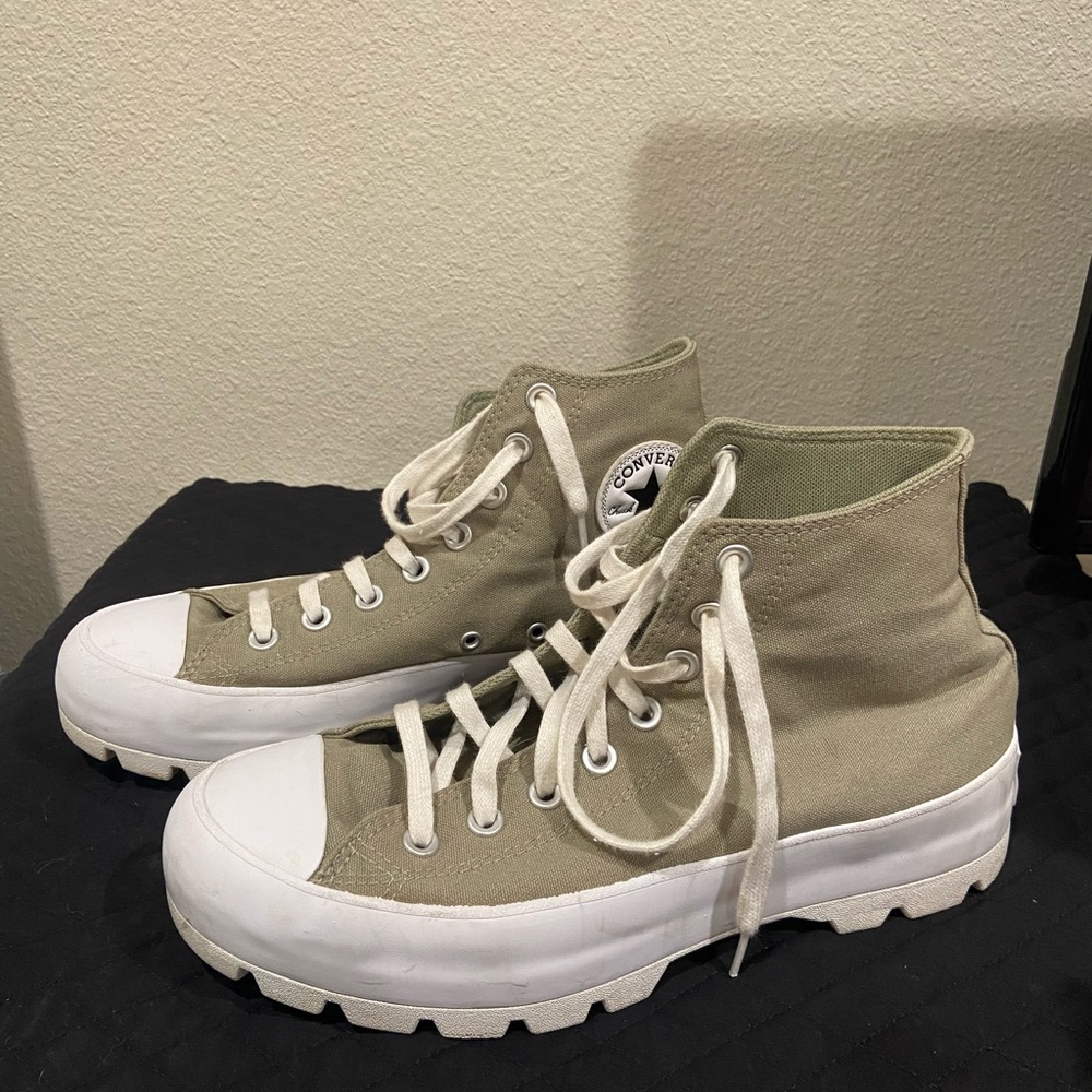 Converse High-Top Sneakers in Green and White, Tennis Shoes, Trainers